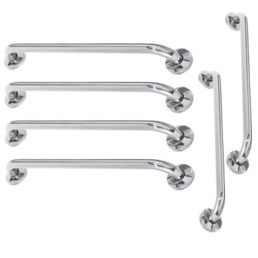 Imagem de Alça de Apoio Barra Inox Kit 6 Unidades 70cm 80cm Suporte Gestante Def