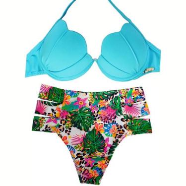 Imagem de Biquíni Sereia Concha Com Bojo Cintura Alta Moda Praia Feminino Lançam