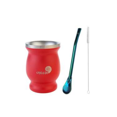Imagem de Kit Mate  Cuia Inox + Canudo Chimarrão + Escova de Higienização - CAN.