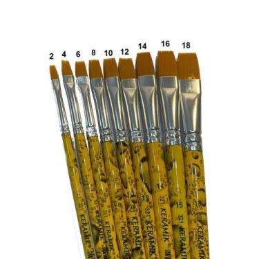 Imagem de Kit Pincel Chato Keramik 321 Cerdas Sintética - 9 Tamanhos, Amarelo, C
