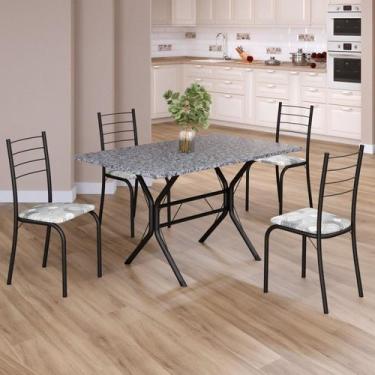 Imagem de Conjunto Sala de Jantar Mesa Retangular 100x60cm Tampo Granito Ocre 4 