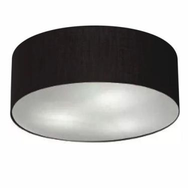 Imagem de Plafon Cilíndrico Md-3049 Cúpula em Tecido 70x15cm Preto - Bivolt - Vi