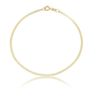 Imagem de Pulseira Feminina Veneziana Tripla Ouro 18k 750 - ThiLe Jóias, 18 cm