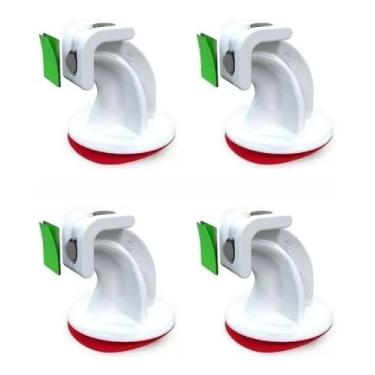 Imagem de Prendedor Fixador Trava Porta Magnético Adesivo Branco 4un - Plasnatur