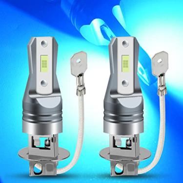 Imagem de HAISECA Lâmpada de neblina AC/DC 9-36V H3 LED azul gelo, 3800LM super brilhante 2x45mil 5730 chips H3LL lâmpadas de LED para carros, caminhões, sem polaridade. 2 unidades.