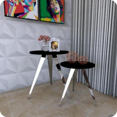 Imagem de 2 Mesinhas Lateral De Canto Para Sala e Quarto Redonda C.P - HomeFull