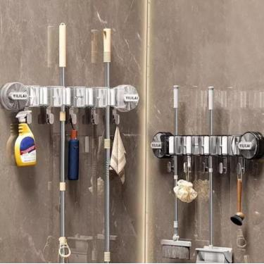 Imagem de Suporte Ventosa De Parede Vassouras Com Gancho Organizador - SHR