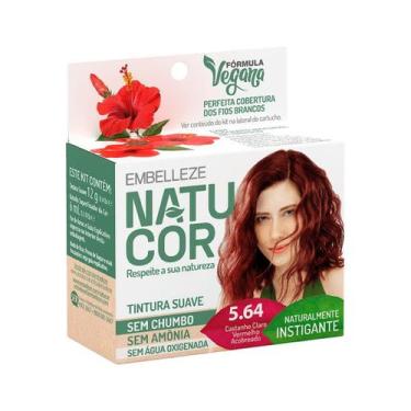 Imagem de Kit Prático Tintura Permanente de Cabelo Natucor 5.64 Castanho Claro V