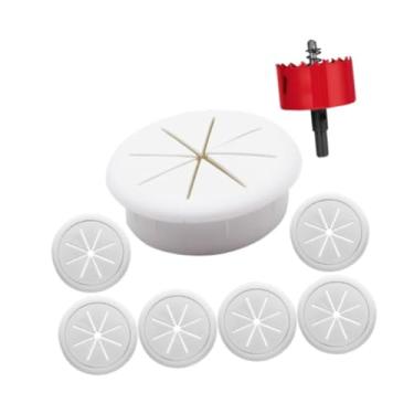 Imagem de AsrMyjcx Cabo de tv hider tv cabo corretivo fiação mesa de pc rosqueamento com furo perfurador acessório 2.38in 60 mm fio arrumado gerenciamento de cabos, Branco