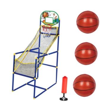 Imagem de kowaku Conjunto de jogos de basquete arcade para crianças com painel traseiro, fácil instalação, brinquedos esportivos, cesta de basquete para quintal, 3 Bolas