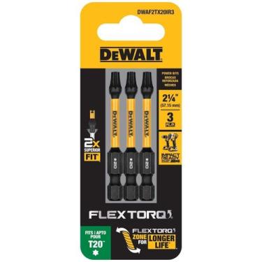 Imagem de Ponta Torx T20 FlexTorq 2-1/4 - 3 Peças DWAF2TX20IR3 DeWalt , Unico
