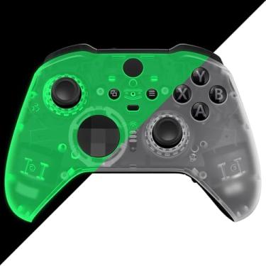 Imagem de eXtremeRate Capa de placa frontal de substituição para Xbox One Elite Controller Series 2, brilha no escuro - verde personalizada, ABS, ELM511