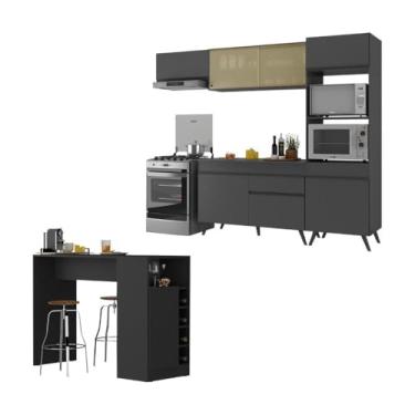 Imagem de Cozinha Modulada com Bancada Americana Veneza Multimóveis Mp2208 Preto