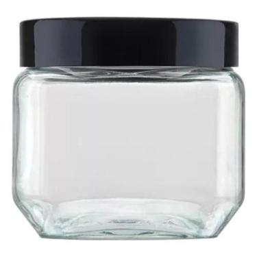 Imagem de Pote 800ml Recipiente De Vidro Liso Invicta Quadrado Preto