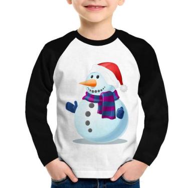 Imagem de Camiseta Raglan Infantil Boneco de neve Manga Longa - Foca na Moda, Br