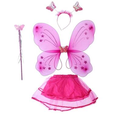 Imagem de Kit Fantasia de Fada Infantil Rosa Carnaval