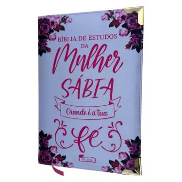 Imagem de Bíblia da Mulher Sábia de Estudos Branca Fé com Harpa ARC - CENTRAL