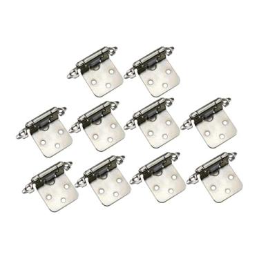 Imagem de Wswqop 10x de fechamento de dobra de armário de dobradiças de face de ferro hardware de montagem de montagem de montagem de cozinha pesada portas de porta de, Níquel Branco