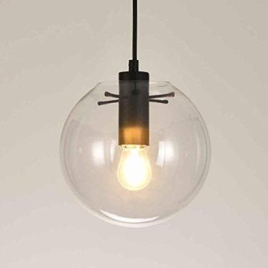 Imagem de Villa Duplex Rotating Stair Light Long Chandelier Creative Personality Glass Ball Simple Staircase Chandelier (Color : Black)