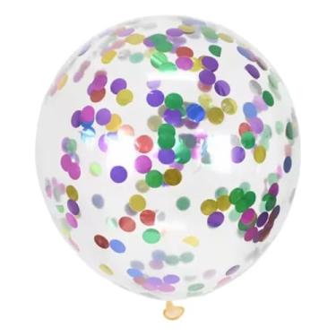 Imagem de 6 Unid Balão Cristal Transparente + Confete 10mm (Colorido)