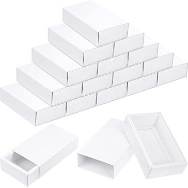 Imagem de Caixa de gaveta de papel Kraft com 30 peças, mini caixas de presente de papelão artesanais para negócios e sabão, doces, lembrancinhas de festa, caixas de embalagem de presente (branca)