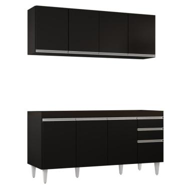 Imagem de Armário Aéreo Nevada E Balcão Para Pia 160cm Arkansas Preto - Lumil Móveis