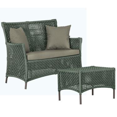 Imagem de 1 Sofá E Mesa Igapó Alumínio Marrom Corda Náutica E8 Trama Verde