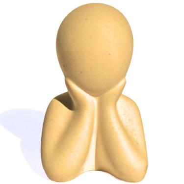 Imagem de Estátua Decorativa Família Filho(a) 6cm Em Cimento Artesanal Amarelo