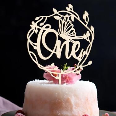 Imagem de Oh Baby Cake Topper, Baby Party Cake Decoration, New Baby Boy Girl Gender Reveal Cake Decor (1 Butterfly wood)