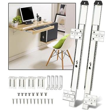 Imagem de TRIPLE DEER 14" Teclado Slide Heavy Duty Ball Bearing Slides Bandeja de Computador Sob Mesa Trilhos Rack Gabinete Móveis Gaveta Acessórios de Hardware com Suporte de Altura Ajustáv (Lasca, Lasca)