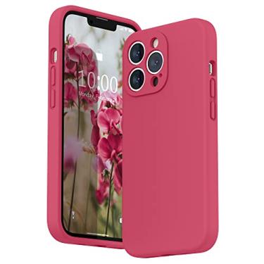 Imagem de SURPHY Capa para iPhone 13 Pro com protetor de tela, 13 capas de telefone de silicone líquido Pro (proteção da câmera e forro de microfibra macia), hibisco