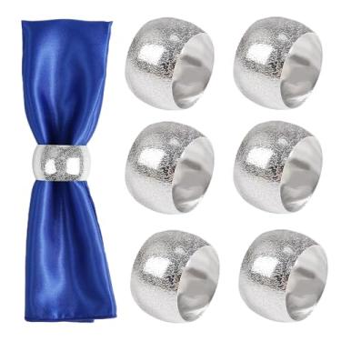 Imagem de Getfitsoo Conjunto De 6 Anéis Guardanapo Prata, Suportes Metal Para Guardanapos Pano, Decoração Mesa Casamento, Festa Ação Graças, Jantar Natal (6 Peças Circulares)