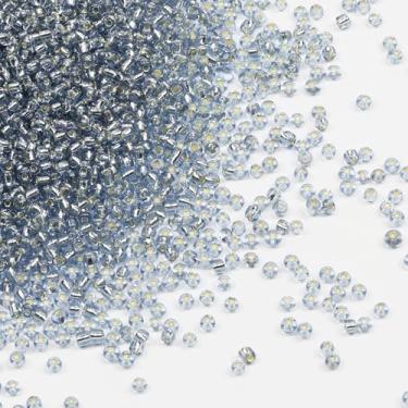 Imagem de Tibaoffy Cinza claro transparente com contas forradas de prata tamanho 8/0 artesanato contas de semente de vidro 3 mm para fabricação de joias (total cerca de 100 g cerca de 3600 peças)