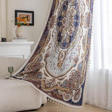 Imagem de Erbnaryx Cortinas estampadas artesanais populares para sala de estar, cortinas indianas hippie boêmias, 2 painéis, 2 painéis, flor vintage