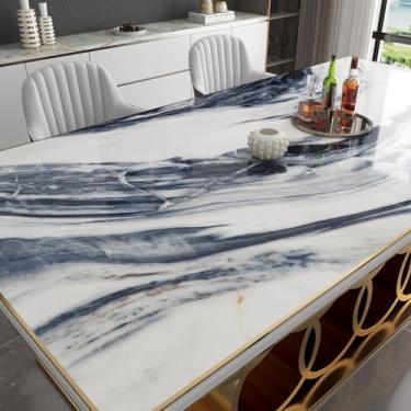 Imagem de YENHOME Envoltório de bancada de vinil 76 cm x 500 cm para cozinha à prova d'água, papel de contato de mármore azul para bancadas, papel de parede autoadesivo de mármore amigável ao locatário para