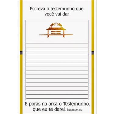 Imagem de 100 folhas p/ pedido de oração - SC, Testemunho na arca da aliança