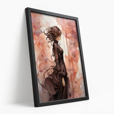 Imagem de Quadro Decorativo Tigre Olhar Feroz Com Moldura Animal Selvagem Forte Intenso Realista Preto Foco Predador Natureza Imponente Arte Moderna