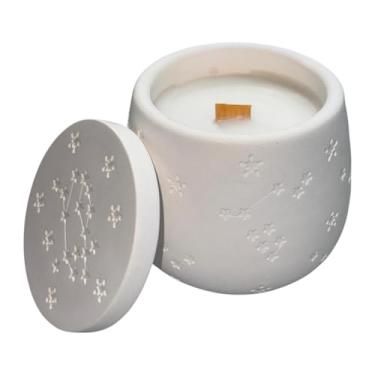 Imagem de Generic Castiçal de cerâmica branca moderna com vela perfumada de baunilha, pavio de madeira natural, em forma de coração, recipiente decorativo reutilizável (Star Valley)