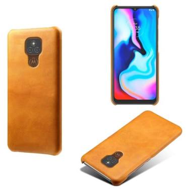 Imagem de Capa para MOTO E7 Plus,Proteção contra quedas,Casca de volta de cor sólida simples,Design de couro de imitação de plástico-Orange