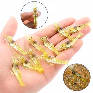 Imagem de 10 Isca Artificial Aromatizada Camarão Silicone Anzol Pesca