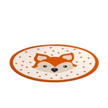 Imagem de Tapete Tatame Antiderrapante Emborrachado Redondo Oval Macio Quarto Bebe Menino Menina Raposa