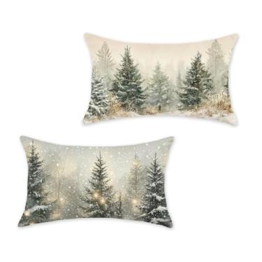 Imagem de HOMFREEST Capas de almofada de Natal 30,5 x 50,8 cm 2562 almofadas decorativas para varanda externa capas de almofada para sofá