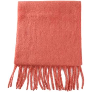 Imagem de Cachecol Para Mulheres Cor Sólida Lenço Macio Engrossado Quente Cor Sólida Lenço Mohair Borla Cachecol Inverno Quente, 5