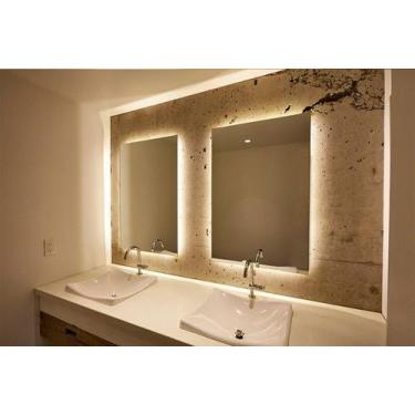 Imagem de Espelho lapidado bisotê Iluminado com LED quente - 90x90cm - Woodglass