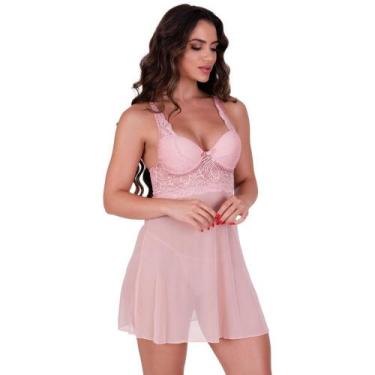 Imagem de Camisola com Bojo Tule Transparente e Calcinha Elisa - NAKA MODAS, G, 