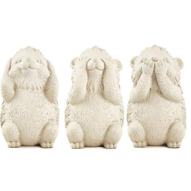 Imagem de Kit Escultura Porco Espinho Sábio em Cimento Decorativo Mart 12222