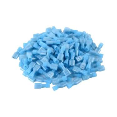 Imagem de Conectores Espade Isolados De Nylon Azul 100 Peças 16-14 AWG Terminais