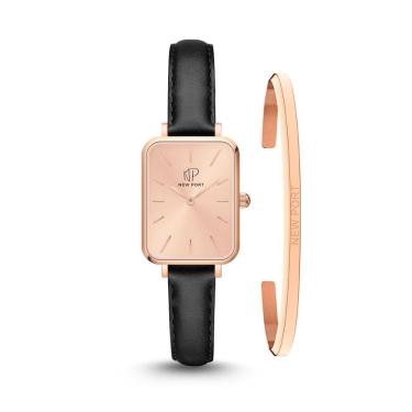 Imagem de Relógio Feminino Quadrado Rose Casual New Port + Bracelete
