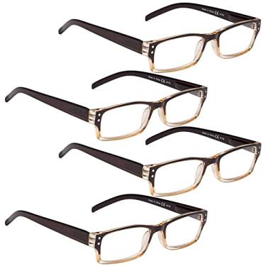 Imagem de LUR Óculos de leitura, pacote com 4, inclui óculos de sol para mulheres e homens, 4 marrom, Medium