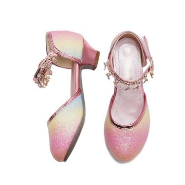 Imagem de Amtidy Sapatos sociais para meninas pequenas Mary Jane – Sapatilhas de balé para festa escolar, Arco-íris brilhantes, 12.5 Little Kid